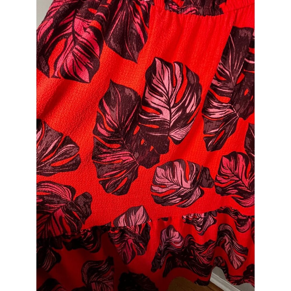 Colorful Floral Tiered Maxi Dress Orange XL Tropical Resort Preppy Cottage Chic - Picture 5 of 10
